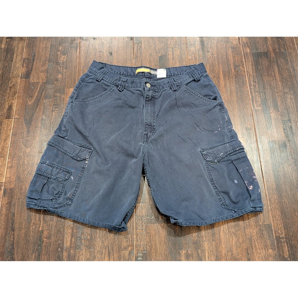 Levi's SilverTab Cargo Shorts Mens 36 Navy Cargo Utility Pockets Distressed‎